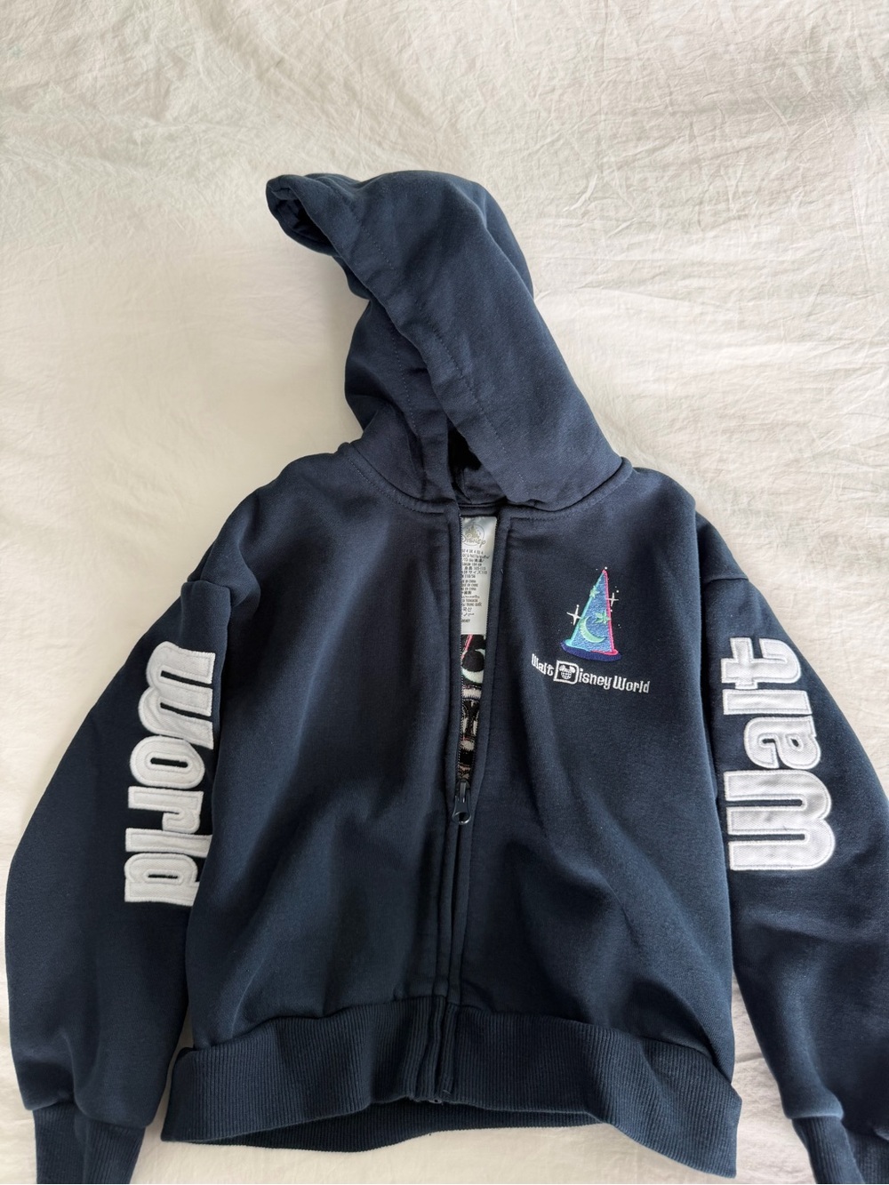 Disney Navy Kids Full-Zip Hoodie with Embroidered Walt Sleeves